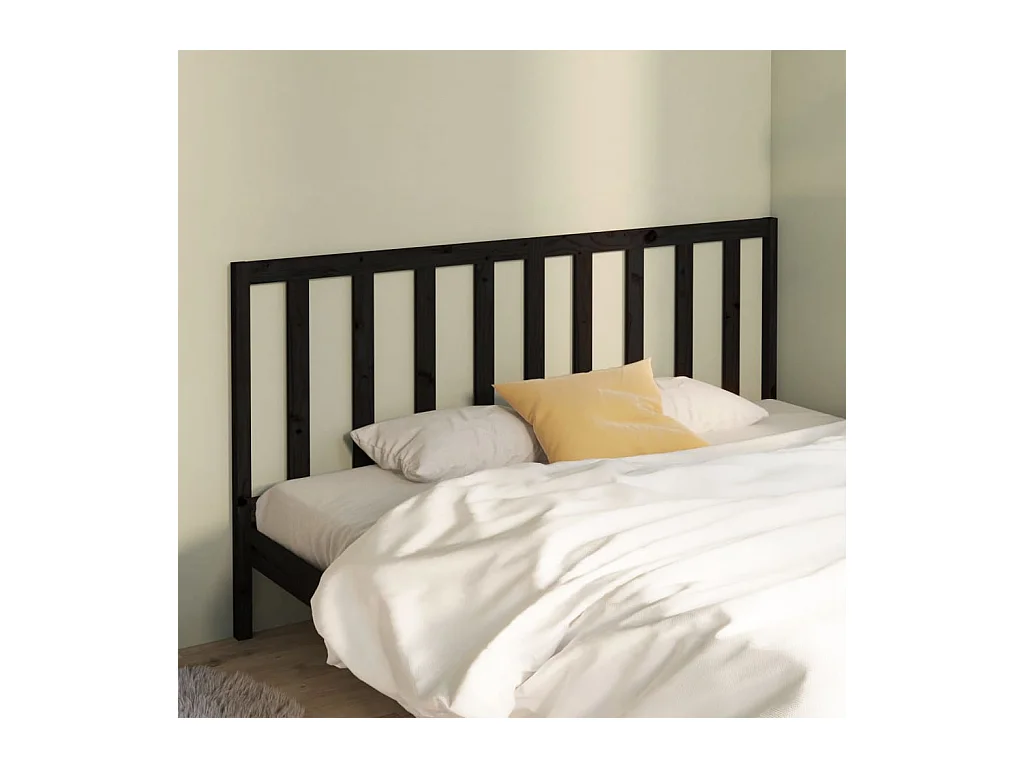 Cabecero de Cama | Cabezal de cama | Mueble de cabecero madera maciza de pino negro 206x4x100 cm