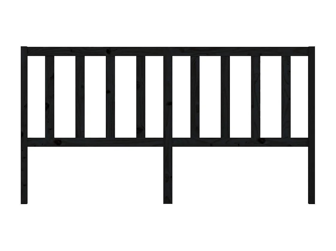 Cabecero de Cama | Cabezal de cama | Mueble de cabecero madera maciza de pino negro 206x4x100 cm