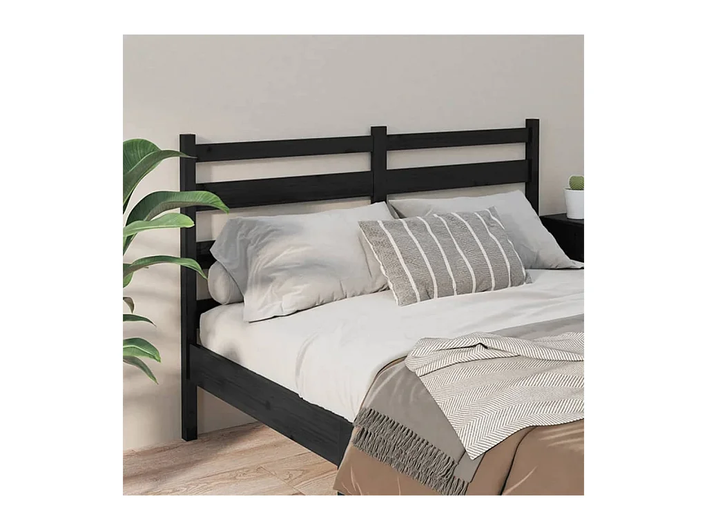 Cabecero de Cama | Cabezal de cama | Mueble de cabecero madera maciza de pino negro 126x4x100 cm