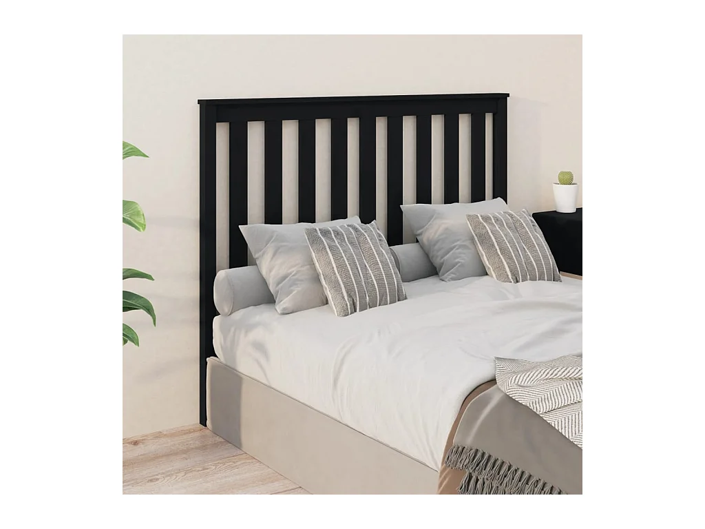 Tête de Lit | Panneau de tête pour lit Moderne Noir 146x6x101 cm Bois massif de pin