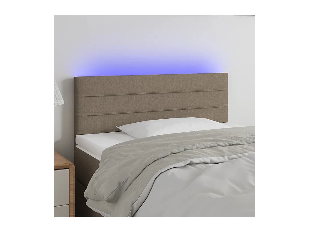 Mueble cabecero | Cabezal de cama | Cabecero con LED de tela gris taupe 80x5x78/88 cm