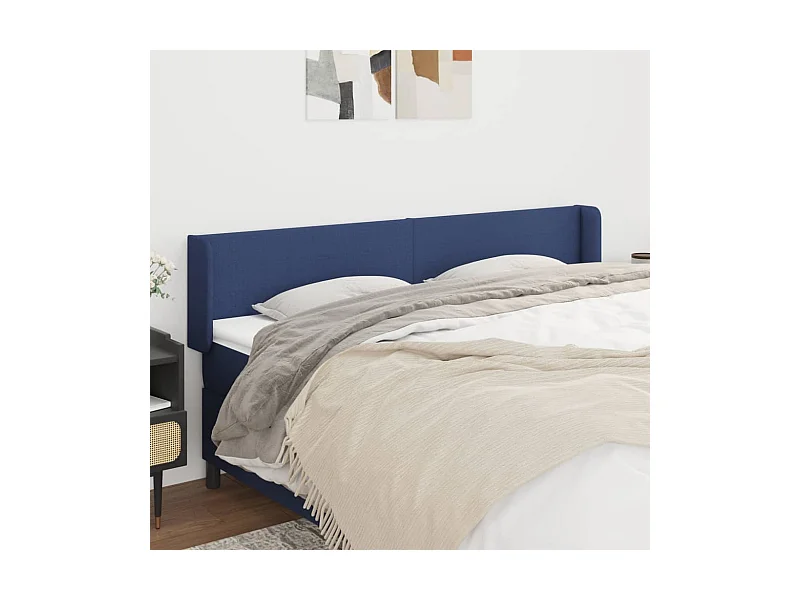 Mueble cabecero | Cabezal de cama | Cabecero de tela azul 183x16x78/88 cm