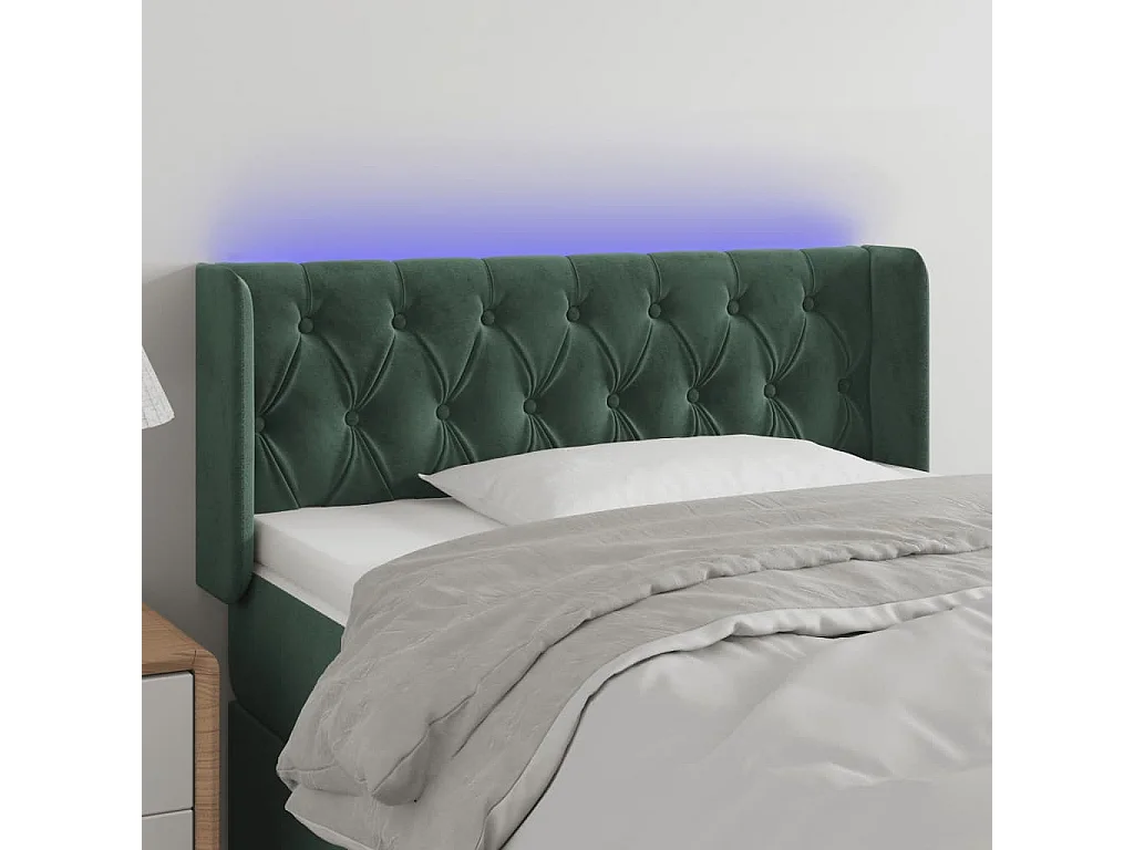 Hoofdbord | Hoofdeinde LED 103x16x78/88 cm fluweel donkergroen