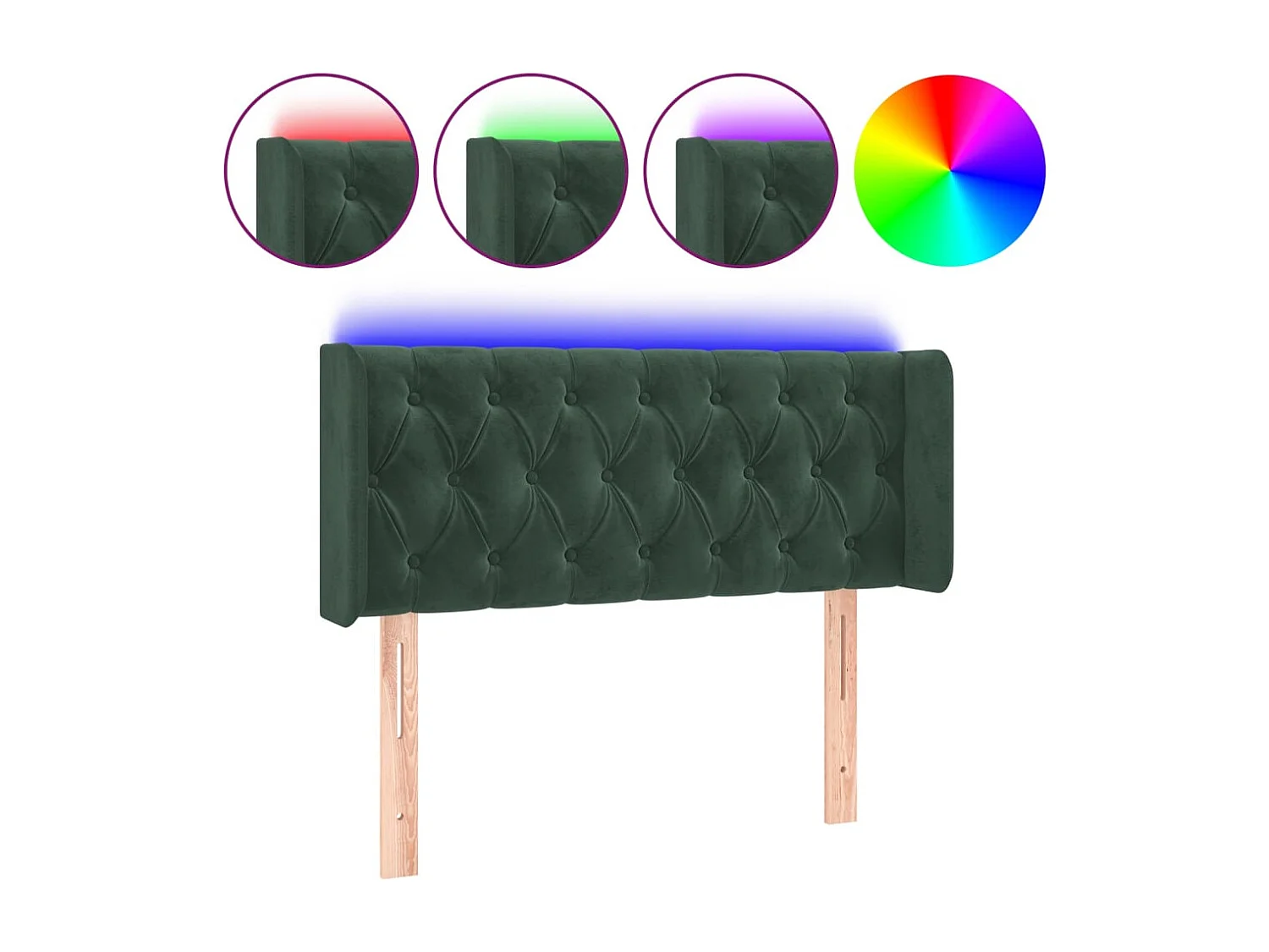 Hoofdbord | Hoofdeinde LED 103x16x78/88 cm fluweel donkergroen