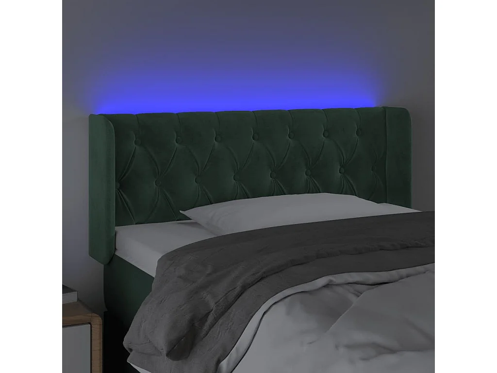 Hoofdbord | Hoofdeinde LED 103x16x78/88 cm fluweel donkergroen