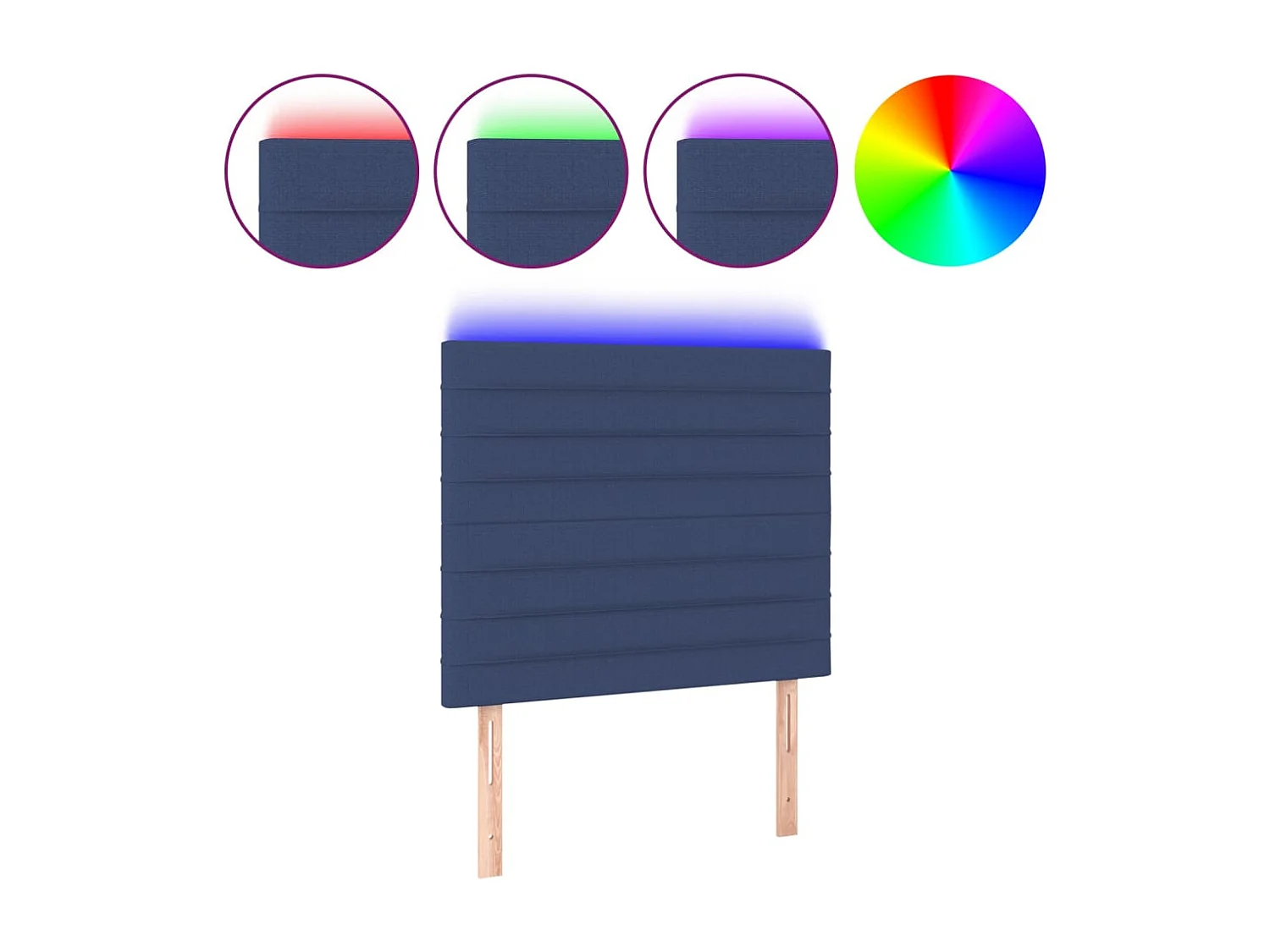 Hoofdbord | Hoofdeinde LED 100x5x118/128 cm stof blauw