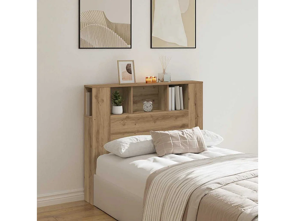 Tête de Lit avec rangement | Armoire de tête de lit chêne artisanal 120x19x104,5 cm