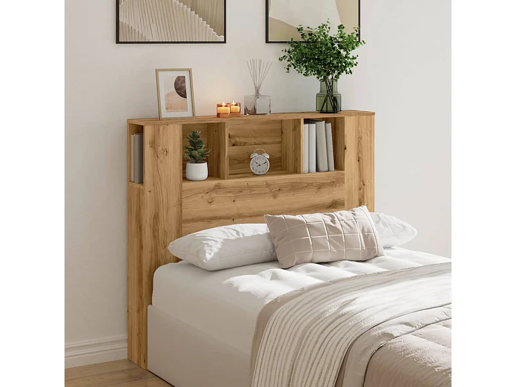 Tête de Lit avec rangement | Armoire de tête de lit chêne artisanal 120x19x104,5 cm