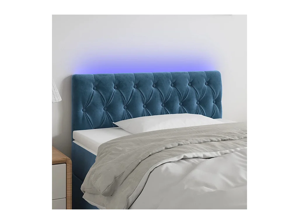 Cabecero | Cabezal de Cama | Mueble cabecero con LED de terciopelo azul oscuro 90x7x78/88 cm