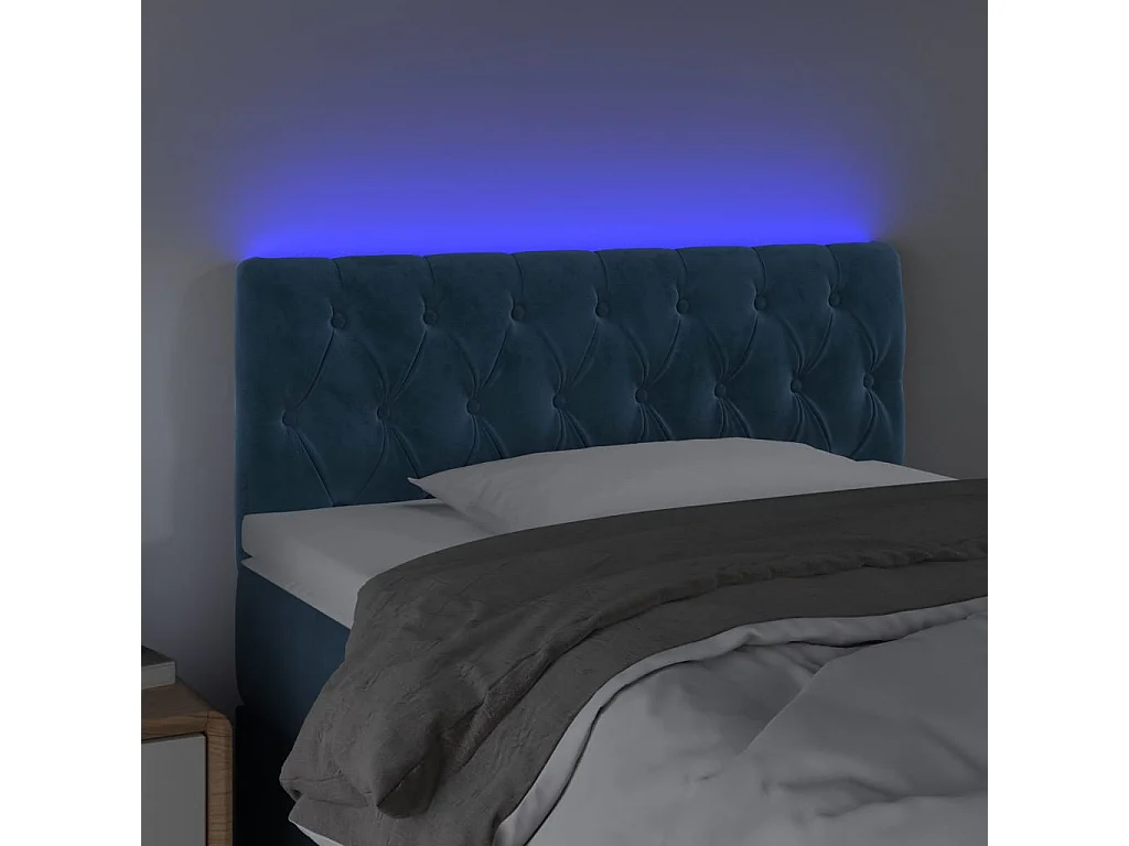 Hoofdbord | Hoofdeinde LED 90x7x78/88 cm fluweel donkerblauw