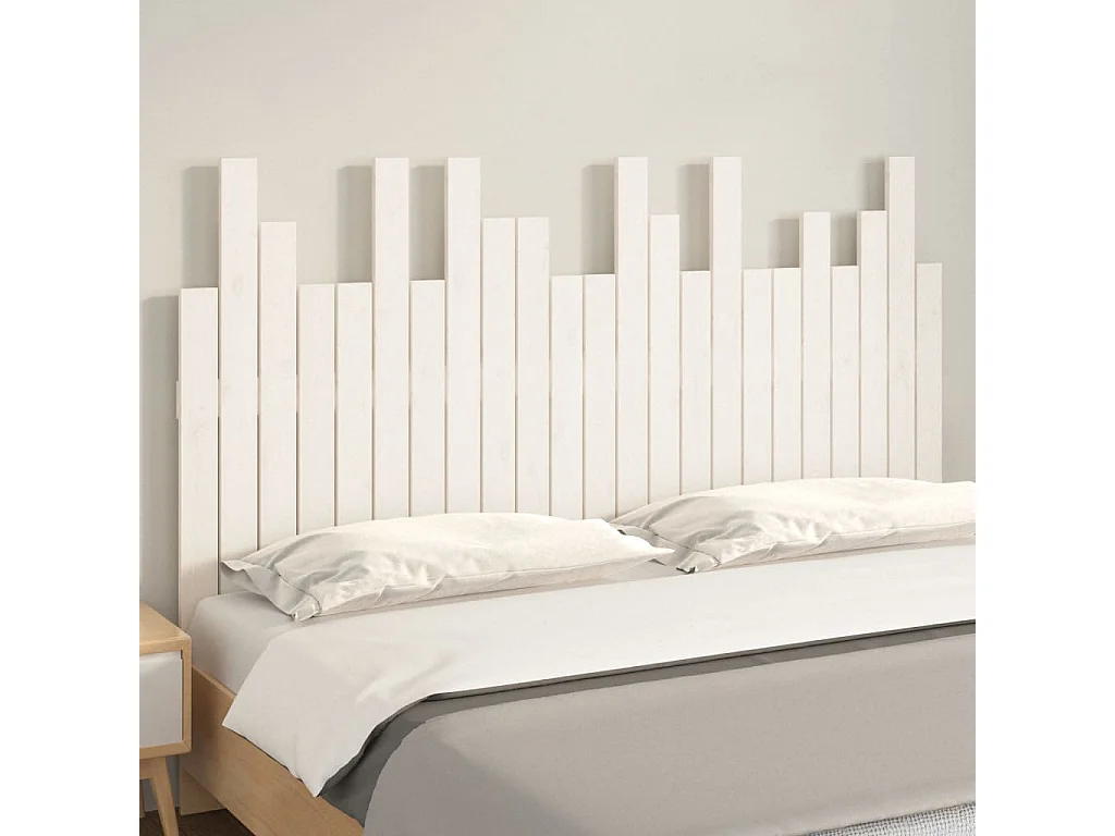 Cabecero de Cama | Cabezal de cama | Mueble de cabecero pared madera maciza pino blanco 146,5x3x80 cm