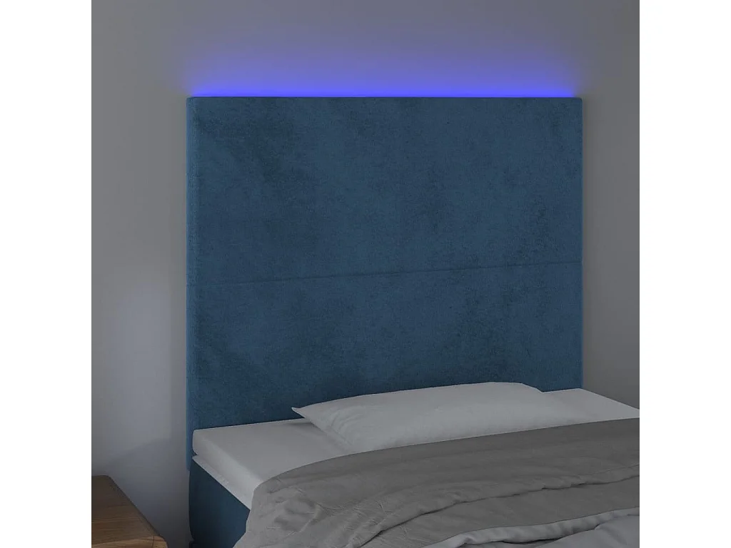 Hoofdbord | Hoofdeinde LED 90x5x118/128 cm fluweel donkerblauw