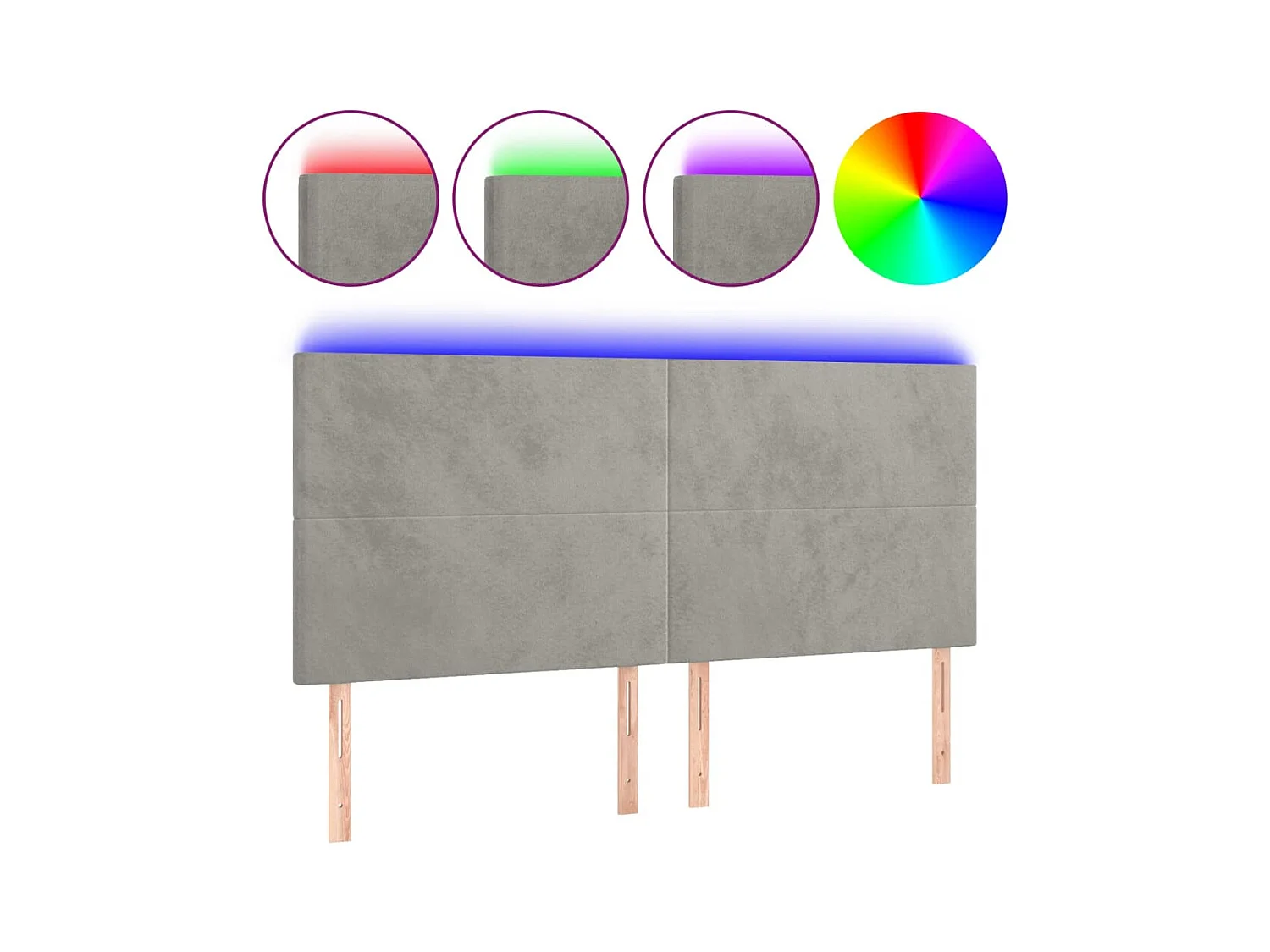 Cabecero | Cabezal de Cama | Mueble cabecero con luces LED terciopelo gris claro 160x5x118/128 cm