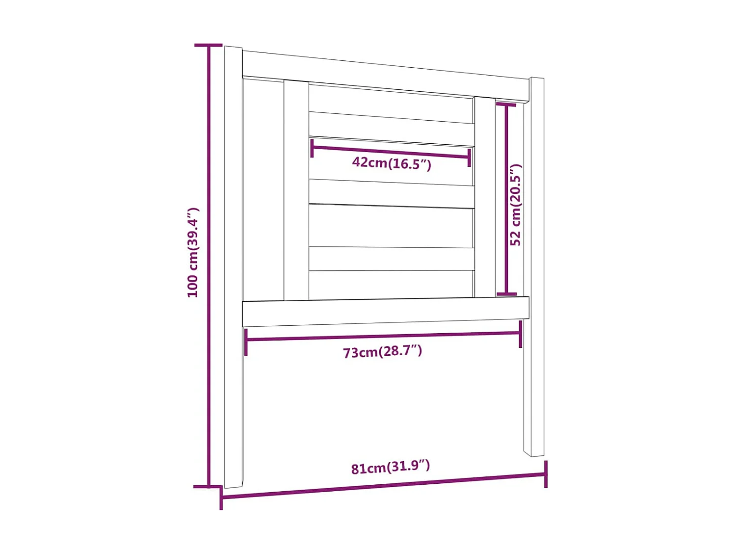 Hoofdbord | Hoofdeinde 81x4x100 cm massief grenenhout zwart