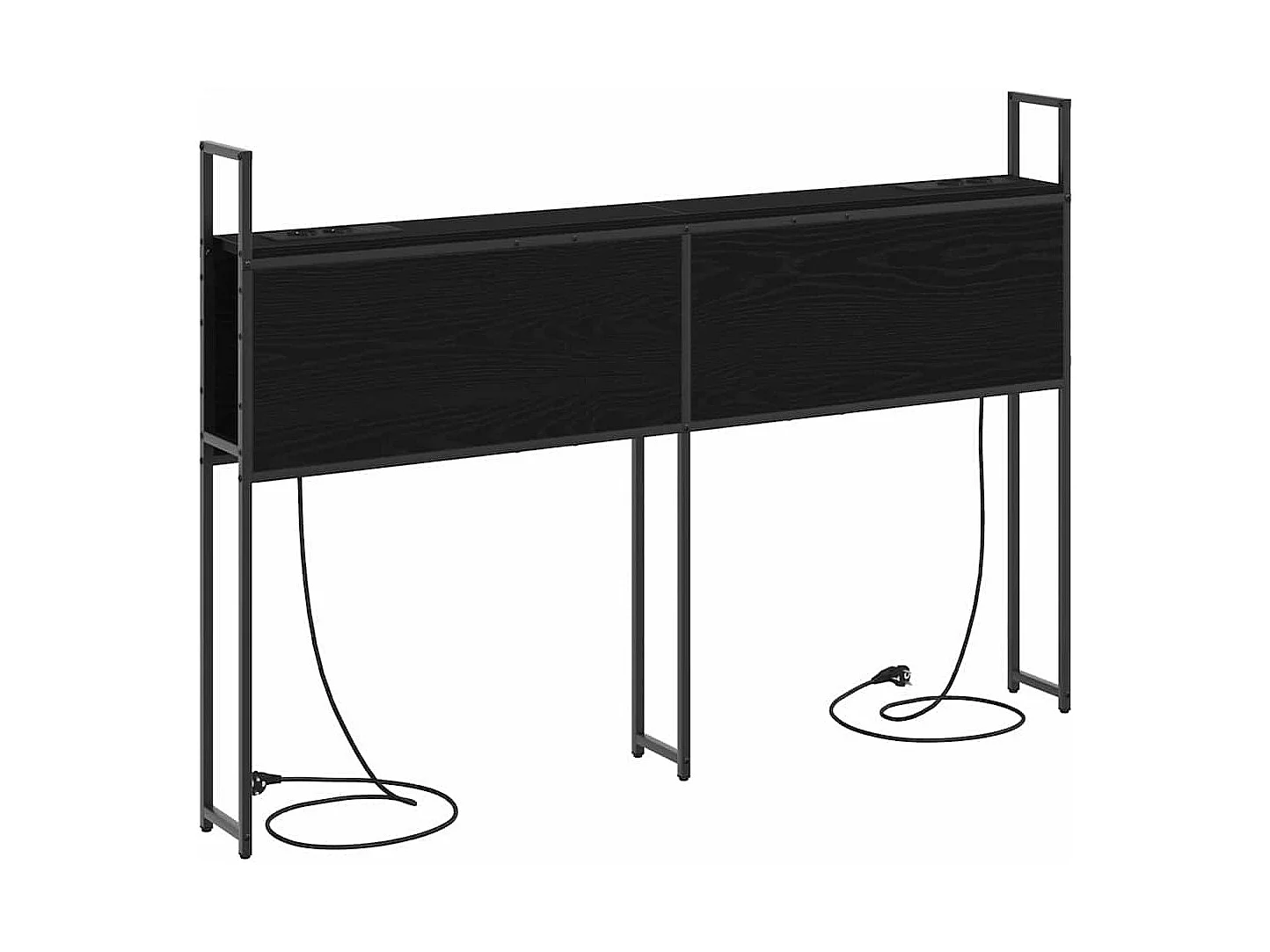 Mueble cabecero | Cabezal de cama | Cabecero de Almacenamiento con Estación de Carga Roble negro