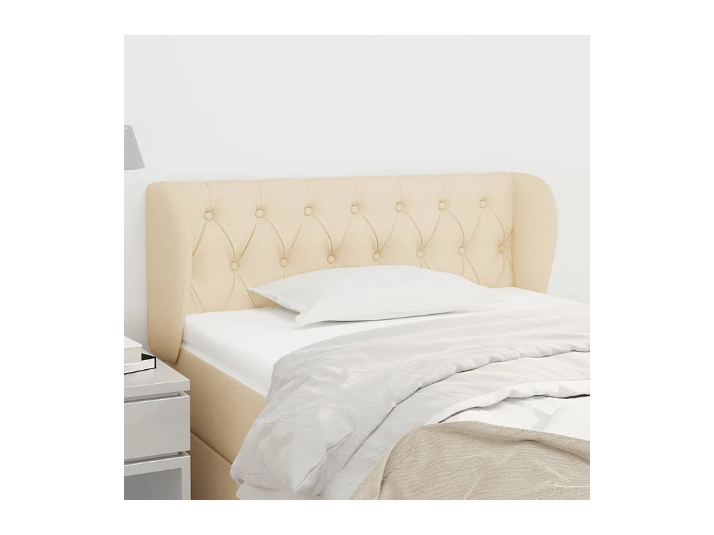 Mueble cabecero | Cabezal de cama | Cabecero de tela color crema 93x23x78/88 cm