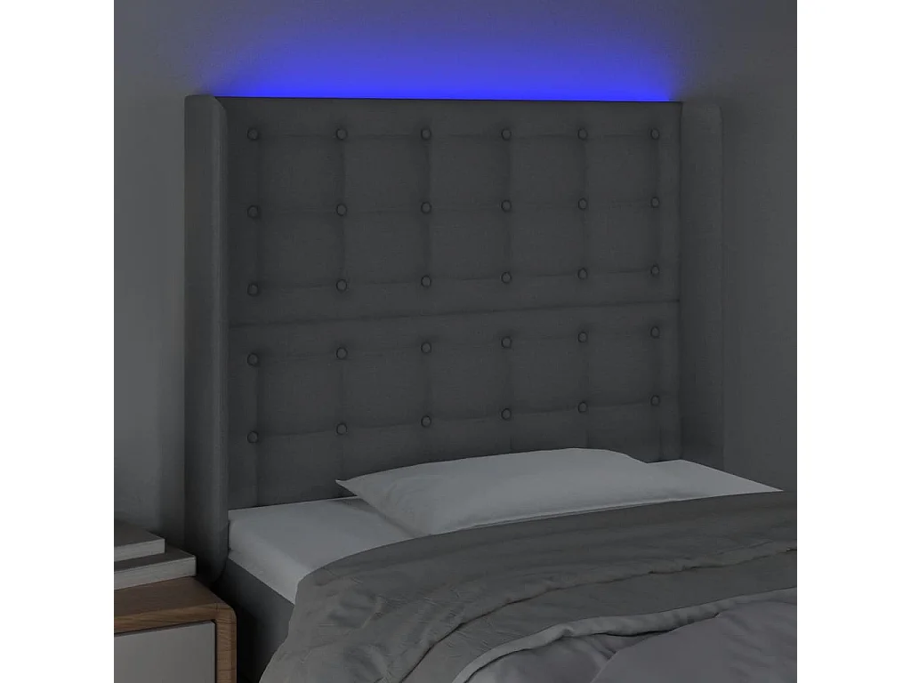 Hoofdbord | Hoofdeinde LED 83x16x118/128 cm stof lichtgrijs