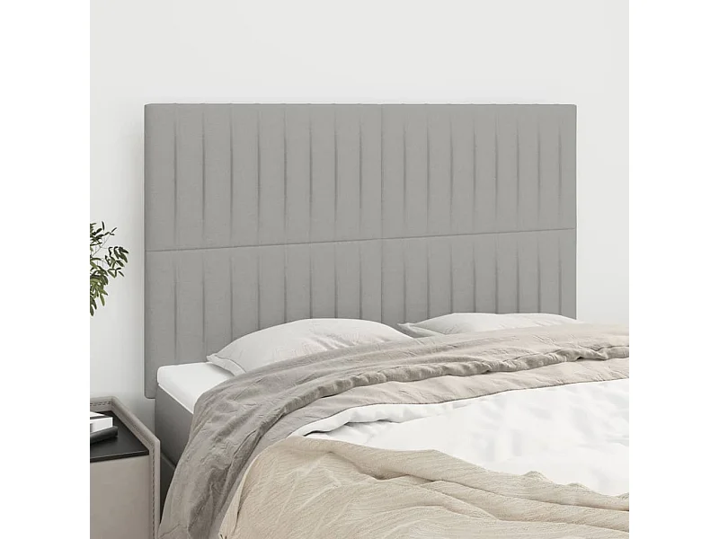 Cabeceros | Cabezal de cama | Mueble de cabecero 4 unidades tela gris claro 72x5x78/88 cm