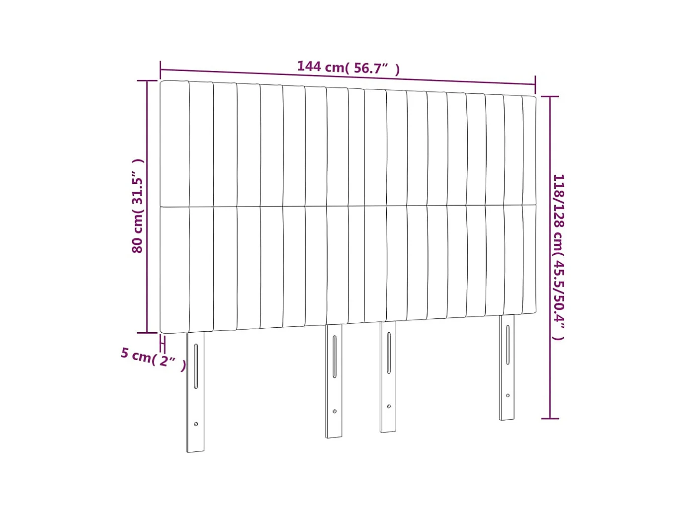 Cabeceros | Cabezal de cama | Mueble de cabecero 4 unidades tela gris claro 72x5x78/88 cm