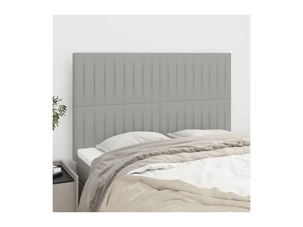 Têtes de lit | Panneaux de tête pour lit Moderne 4 pcs Gris clair 72x5x78/88 cm Tissu
