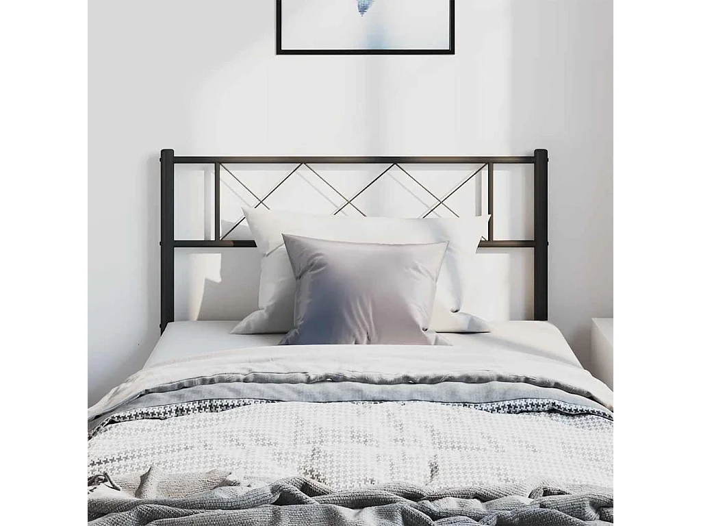 Tête de Lit | Panneau de tête pour lit Moderne métal noir 100 cm