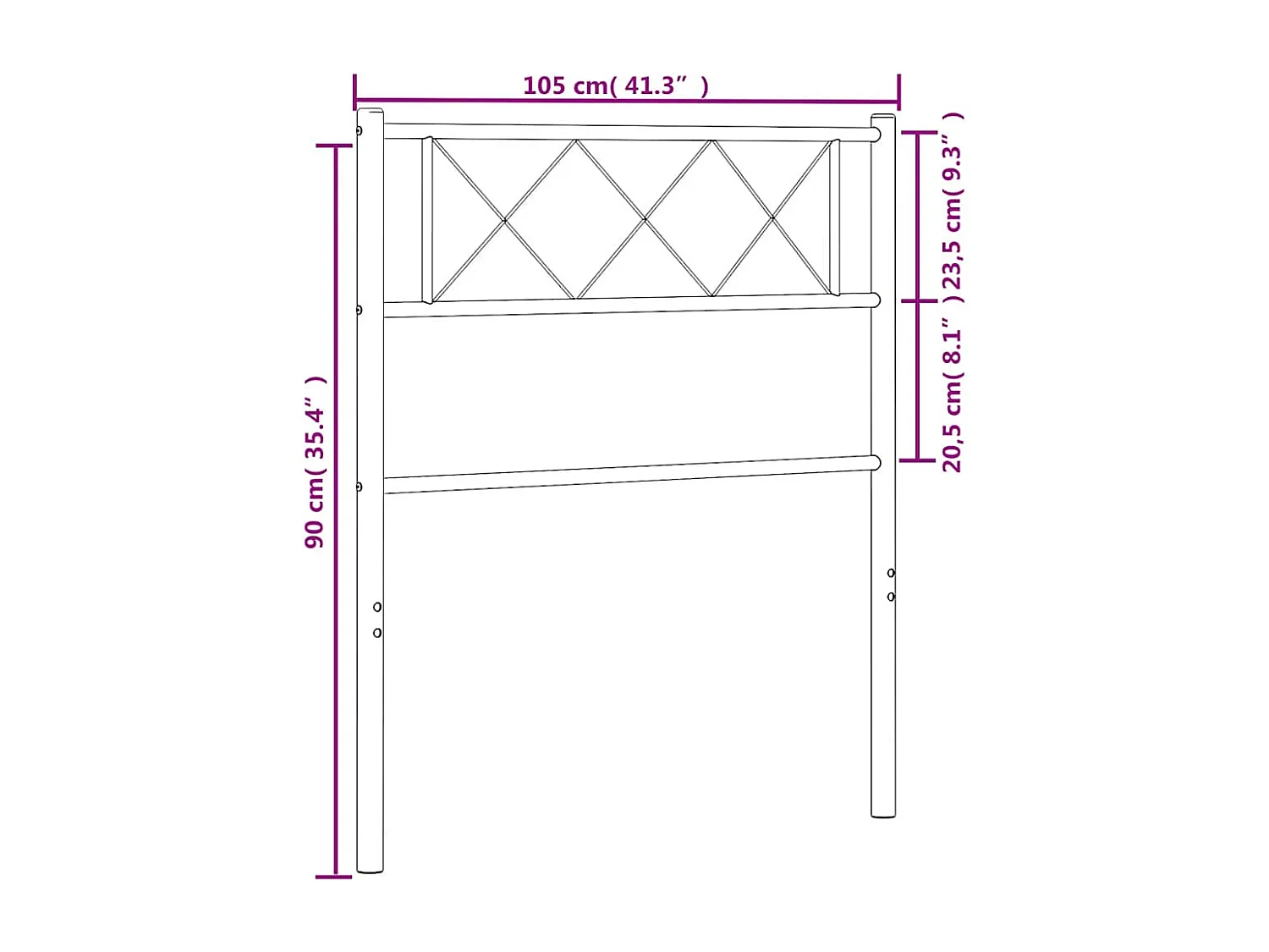 Tête de Lit | Panneau de tête pour lit Moderne métal noir 100 cm