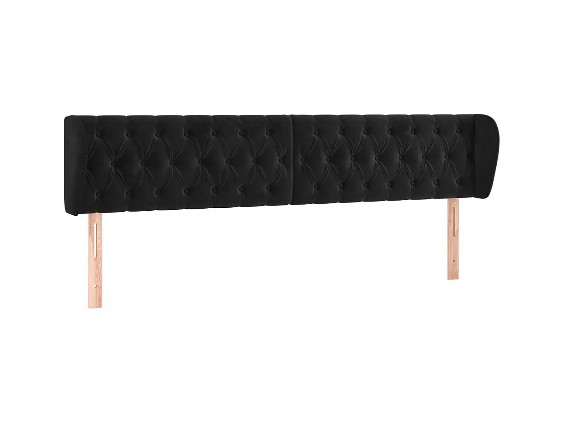 Mueble cabecero | Cabezal de cama | Cabecero de terciopelo negro 203x23x78/88 cm