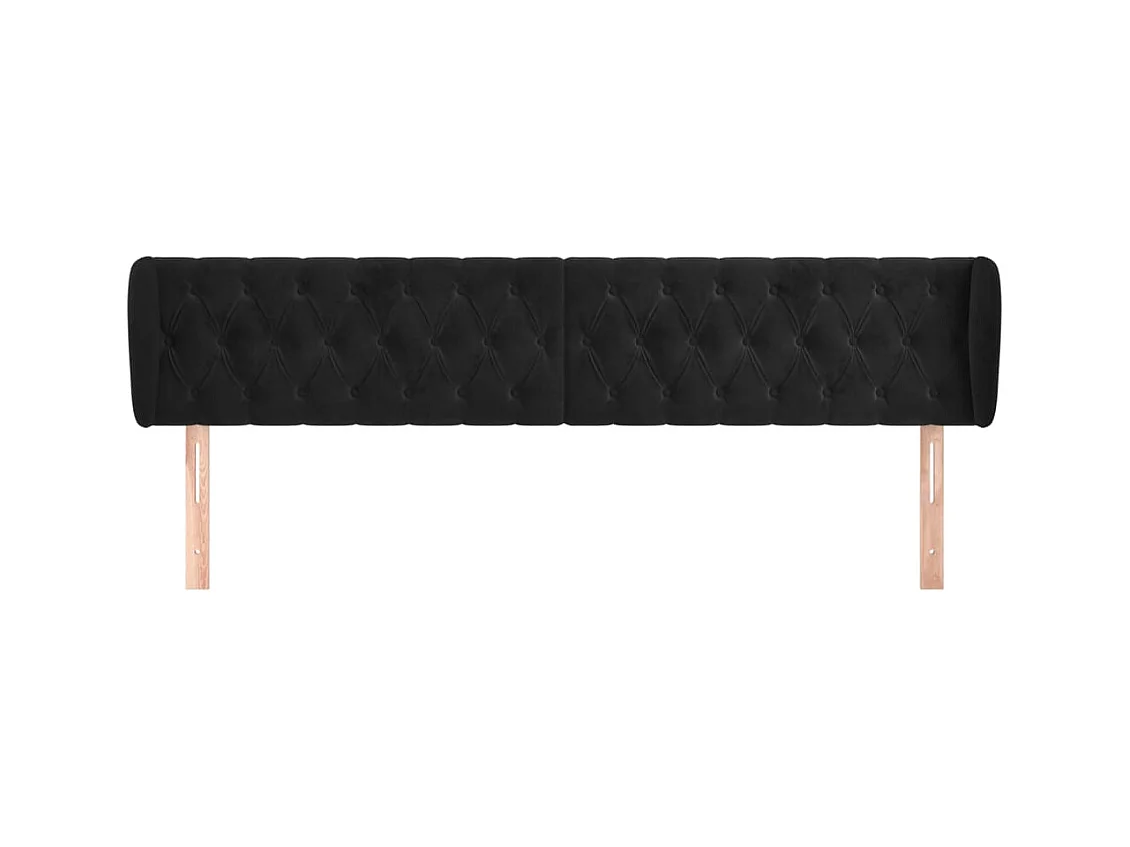 Mueble cabecero | Cabezal de cama | Cabecero de terciopelo negro 203x23x78/88 cm
