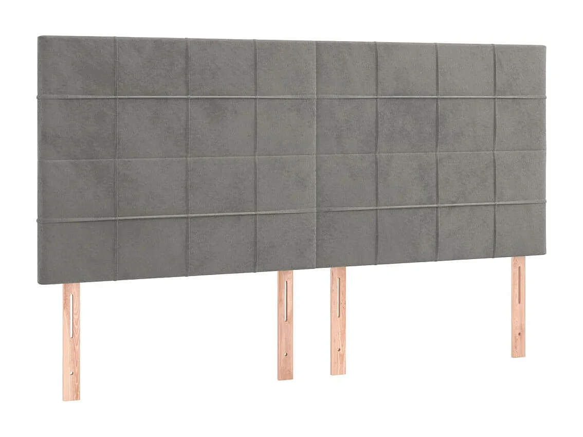 Hoofdbord | Hoofdeinde LED 180x5x118/128 cm fluweel lichtgrijs