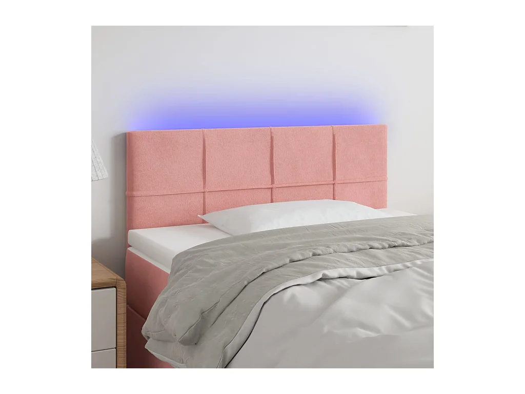 Cabecero | Cabezal de Cama | Mueble cabecero con LED de terciopelo rosa 80x5x78/88 cm