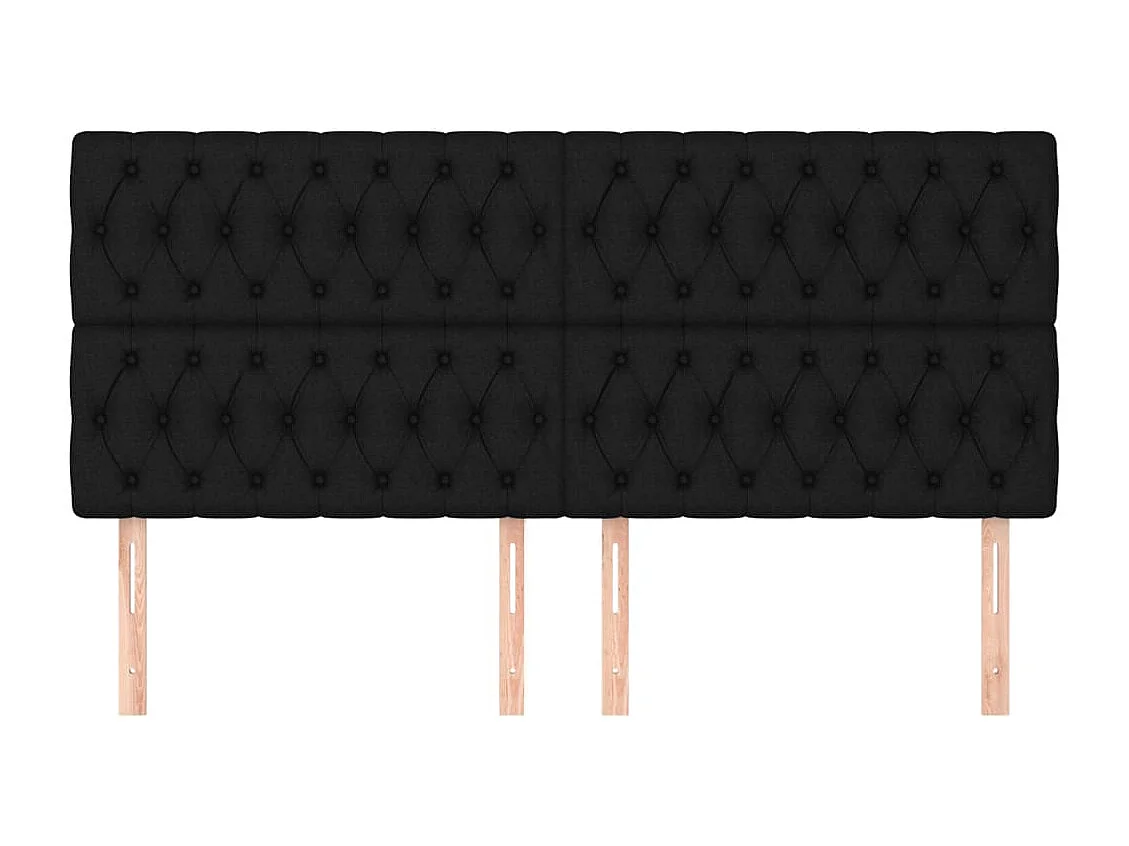 Cabeceros | Cabezal de cama | Mueble de cabecero 4 unidades de tela negro 100x7x78/88 cm
