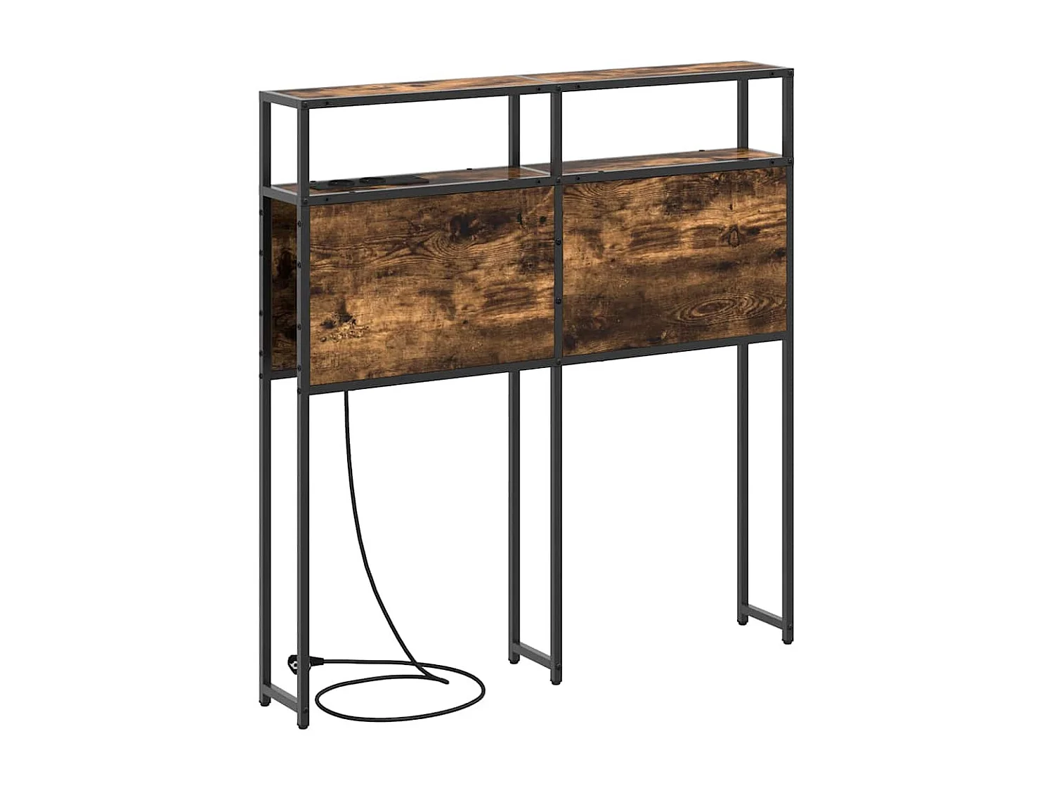 Mueble cabecero con almacenamiento | Cabecera de almacenamiento con estante Roble ahumado 75 cm