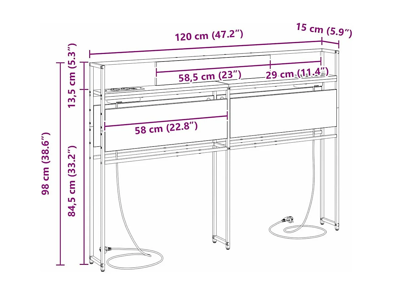Tête de Lit de rangement | Panneau de tête pour lit Chêne sonoma 120 cm Bois d'ingénierie