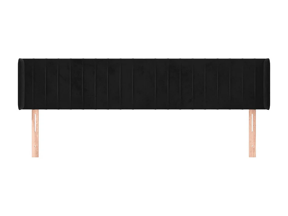 Hoofdbord | Hoofdeinde met randen 183x16x78/88 cm fluweel zwart