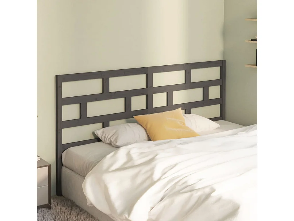 Tête de Lit | Panneau de tête pour lit Moderne Gris 186x4x100 cm Bois massif de pin