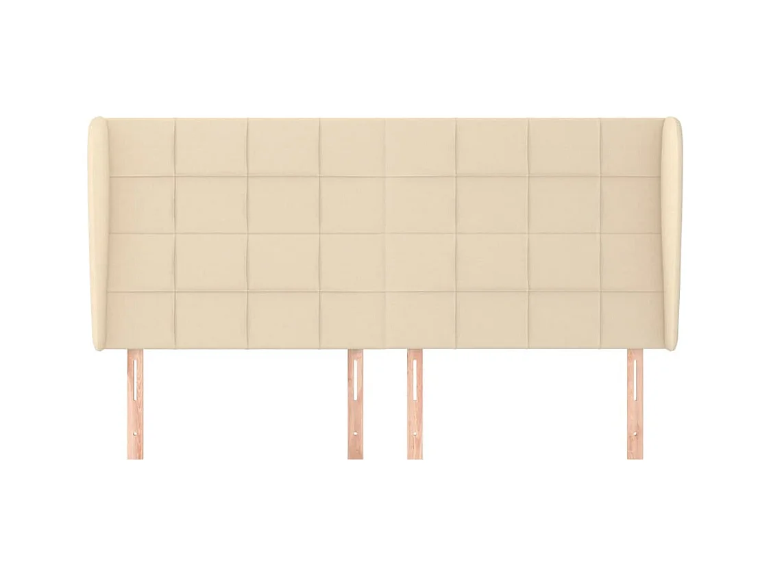 Cabecero | Cabezal de Cama | Mueble cabecero con orejas de tela color crema 203x23x118/128 cm