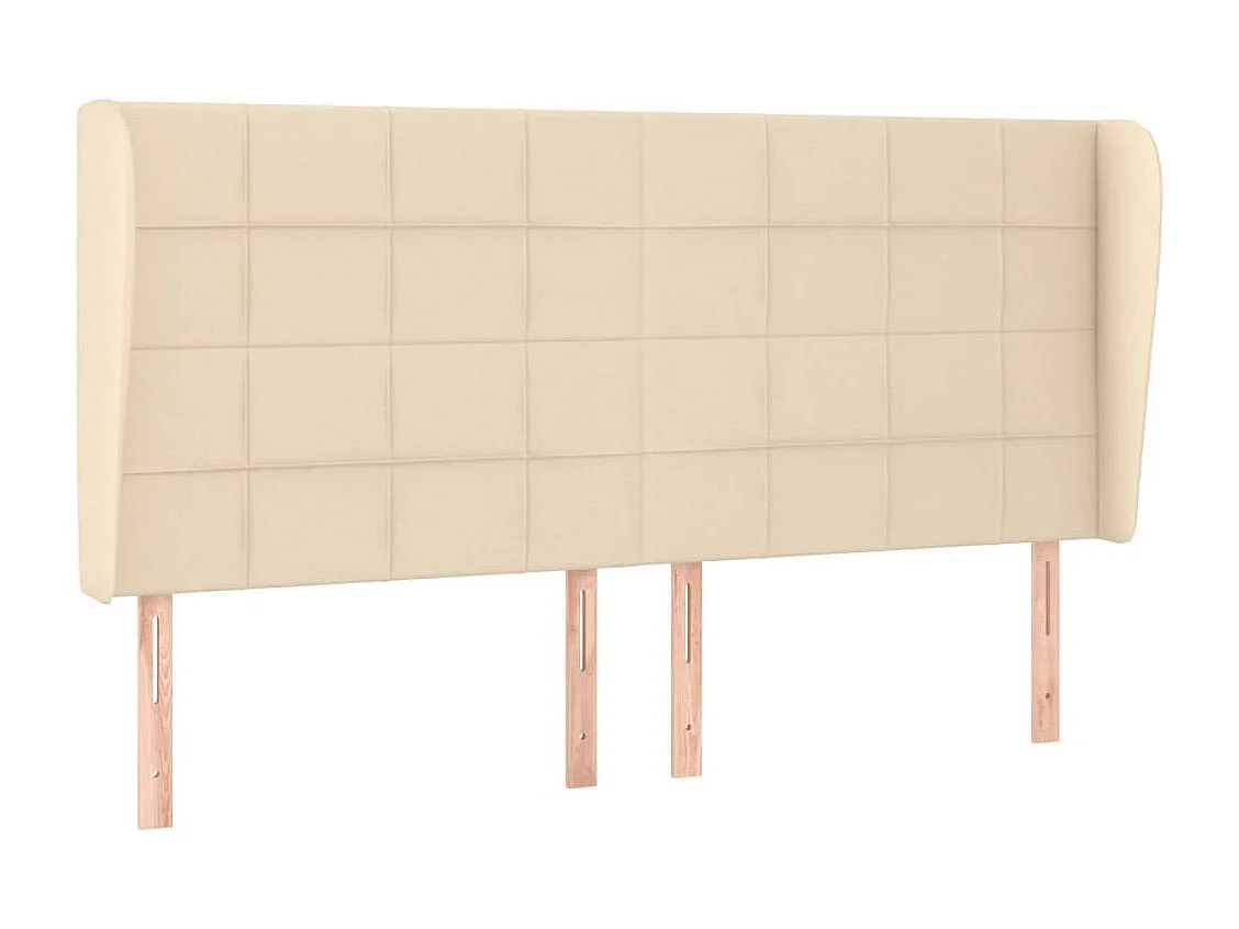 Tête de Lit | Panneau de tête pour lit Moderne avec oreilles Crème 203x23x118/128 cm Tissu