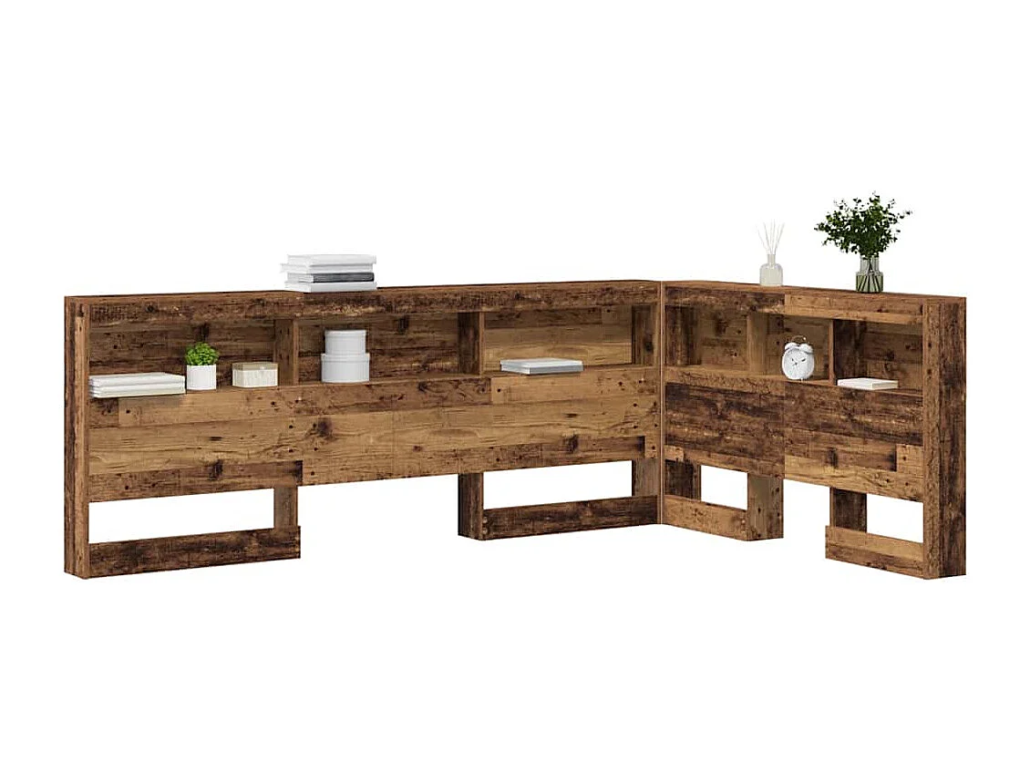 Mueble cabecero con almacenamiento | Cabecera de almacenamiento con estante Madera vieja 120 cm