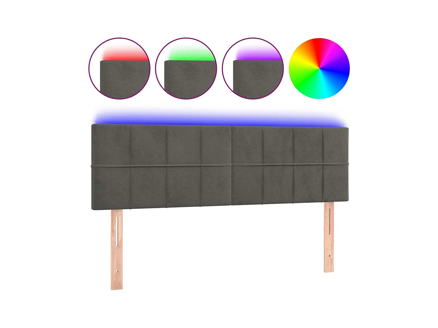 Cabecero | Cabezal de Cama | Mueble cabecero con LED de terciopelo gris oscuro 144x5x78/88 cm