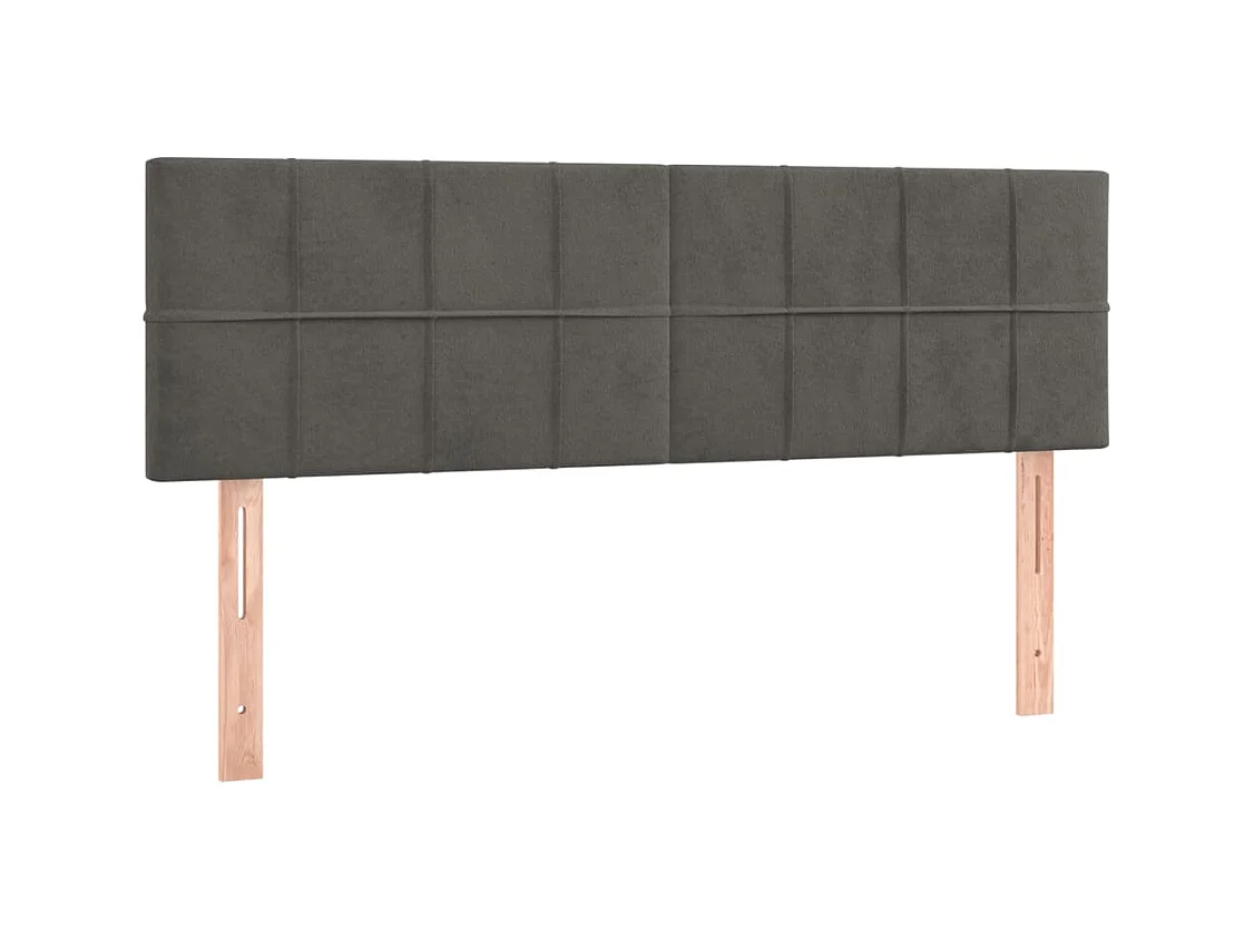 Cabecero | Cabezal de Cama | Mueble cabecero con LED de terciopelo gris oscuro 144x5x78/88 cm