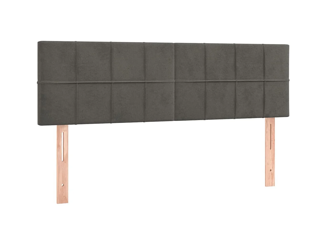 Cabecero | Cabezal de Cama | Mueble cabecero con LED de terciopelo gris oscuro 144x5x78/88 cm