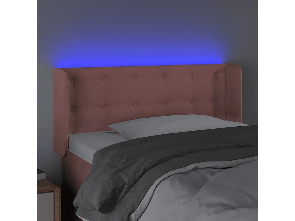 Hoofdbord | Hoofdeinde LED 93x16x78/88 cm fluweel roze