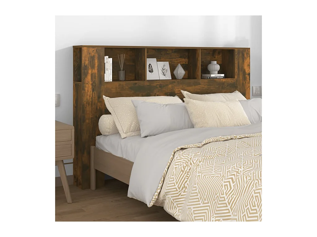 Cabecero de Cama | Cabezal de Cama | Mueble cabecero color roble ahumado 160x18,5x104,5 cm