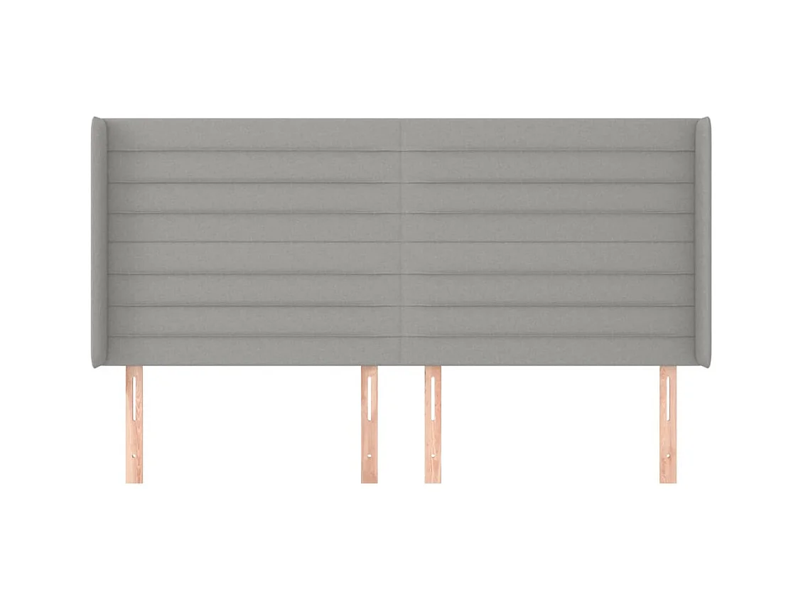 Cabecero | Cabezal de Cama | Mueble cabecero con orejas de tela gris claro 183x16x118/128 cm