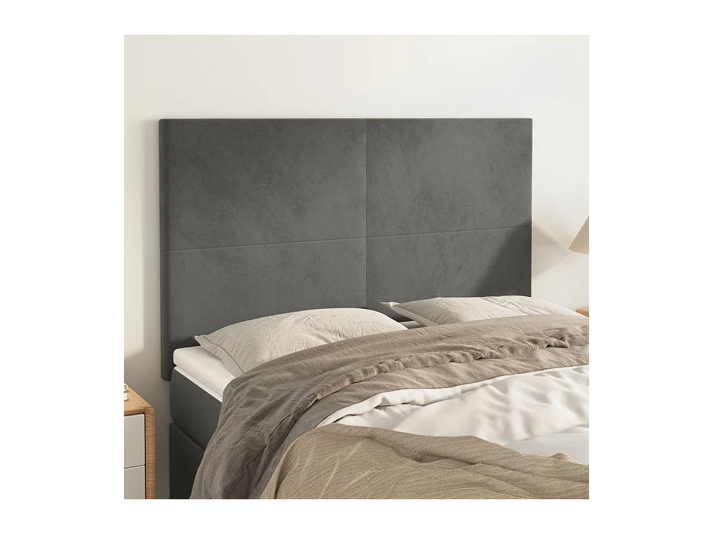 Cabeceros | Cabezal de cama | Mueble de cabecero 4 unidades terciopelo gris oscuro 72x5x78/88 cm