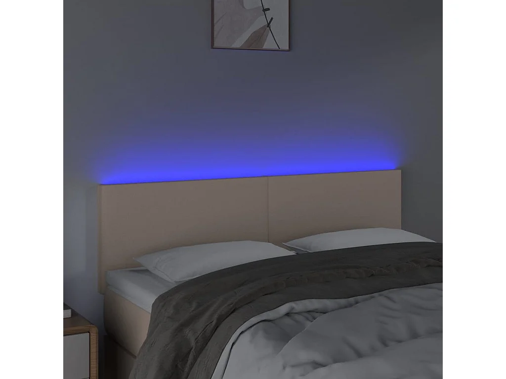 Tête de Lit | Panneau de tête pour lit Moderne à LED Cappuccino 144x5x78/88 cm Similicuir