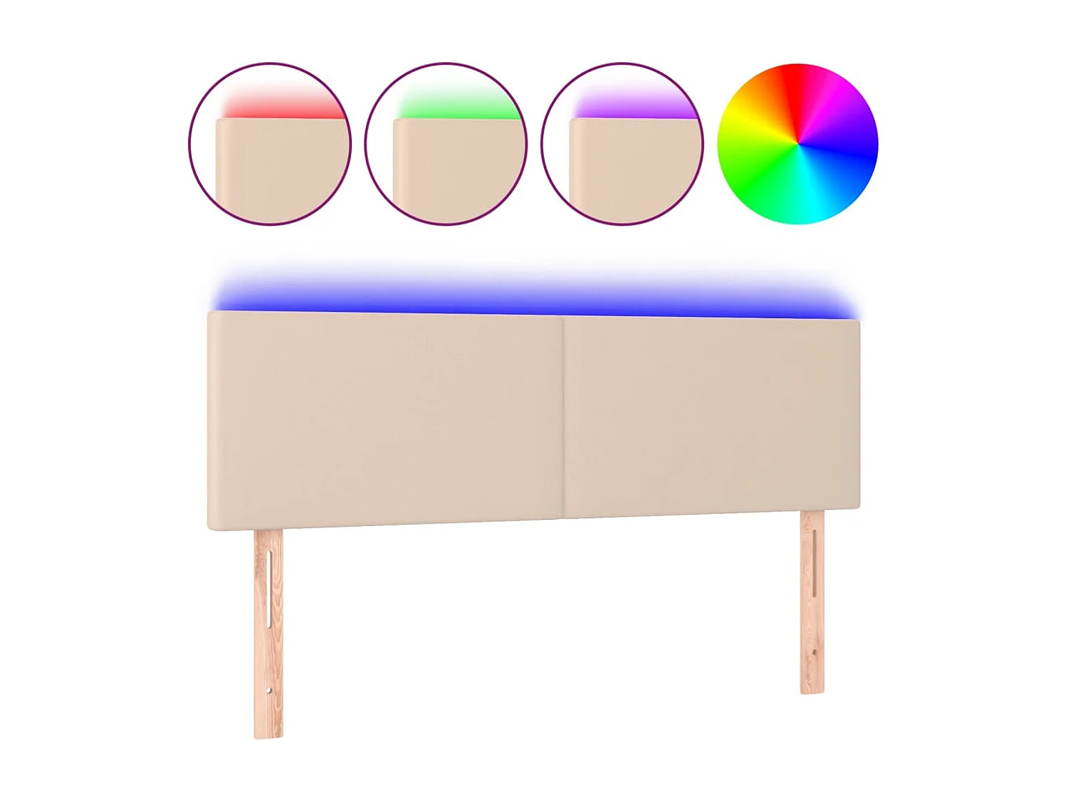 Hoofdbord | Hoofdeinde LED 144x5x78/88 cm kunstleer cappuccinokleurig