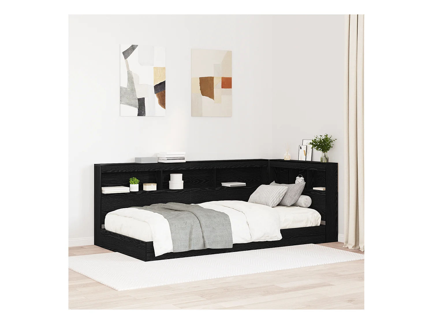 Tête de Lit de rangement | Panneau de tête pour lit Chêne noir 80 cm Bois d'ingénierie