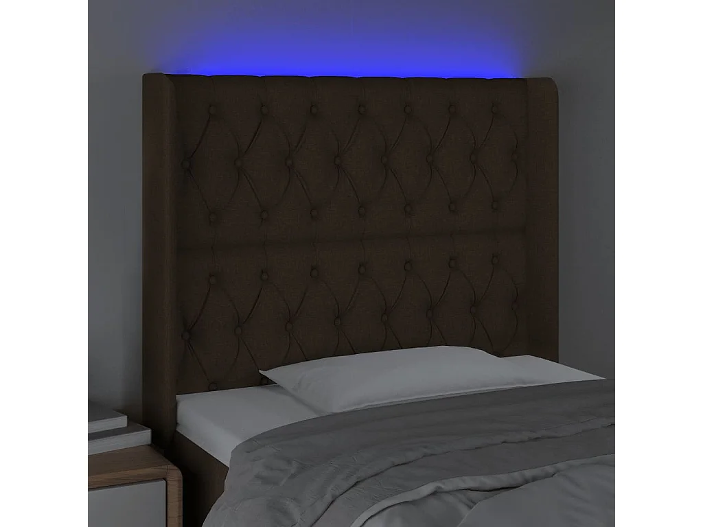 Hoofdbord | Hoofdeinde LED 93x16x118/128 cm stof donkerbruin