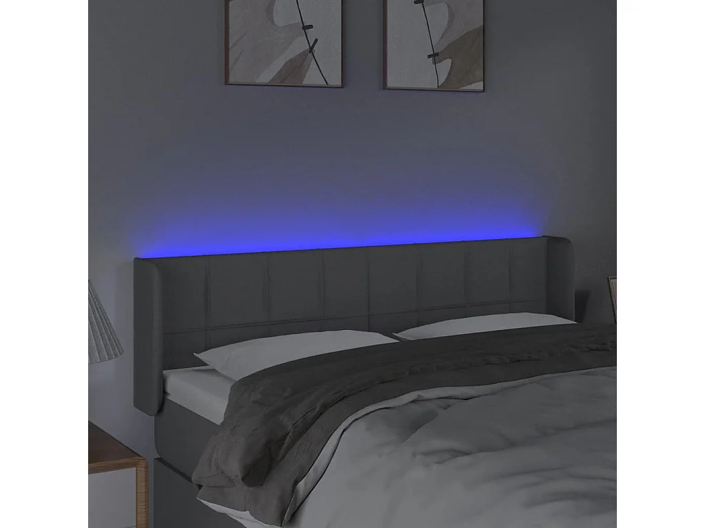 Hoofdbord | Hoofdeinde LED 147x16x78/88 cm stof lichtgrijs